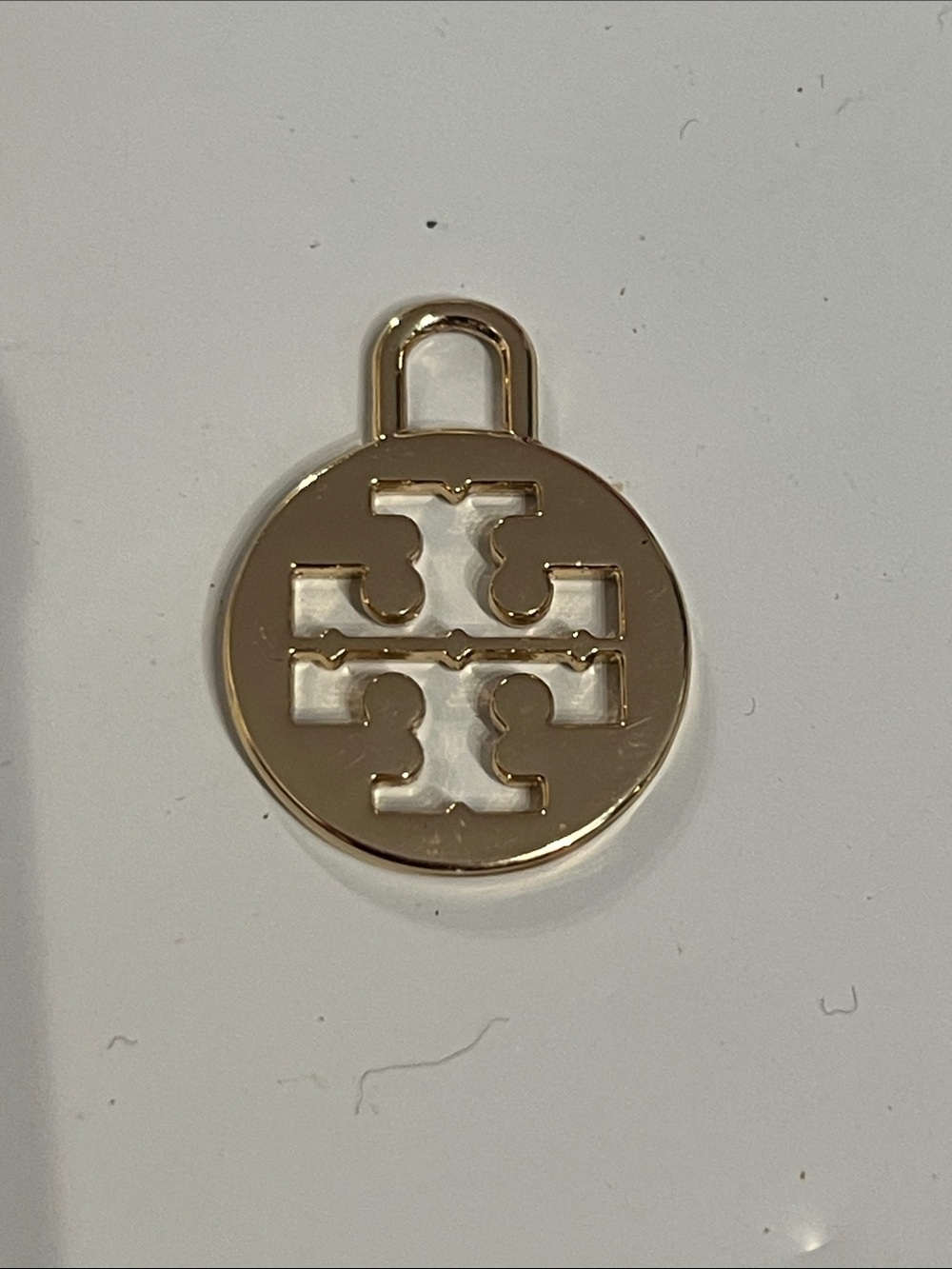 Tory Burch Shiny Gold Logo Medallion Accent 1”, or zipper pull